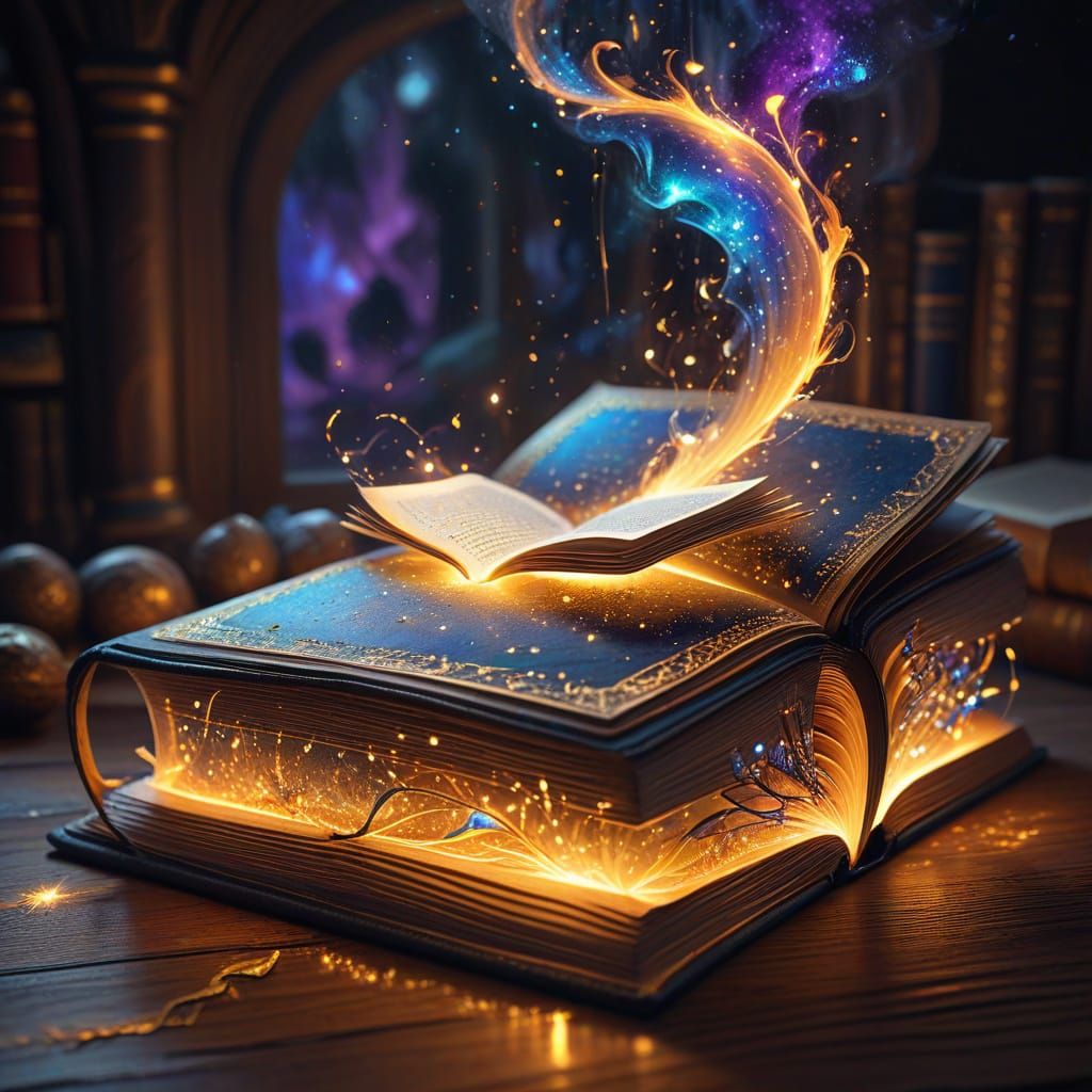 Enchanting Magical Book with Glowing Pages