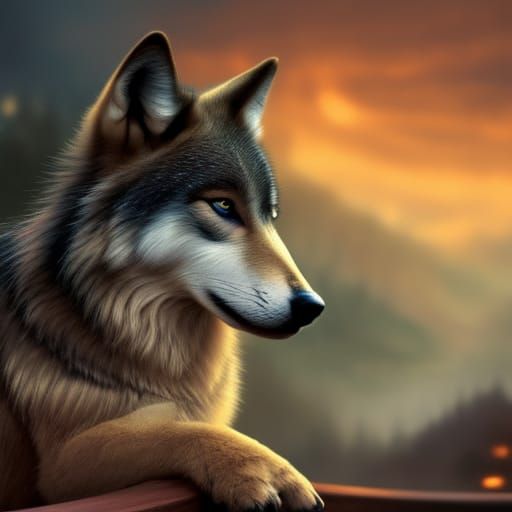 Whimsical Wolf Puppy in Detailed Graffiti Art