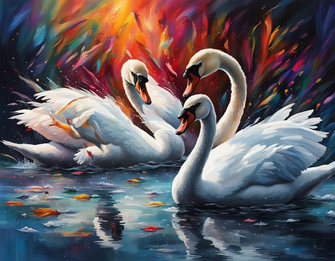 Swan Lake Ballerinas in Splash Art Style