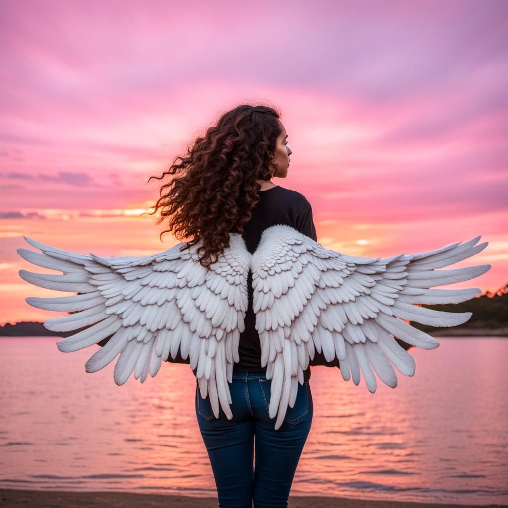 Angel Wings at Sunset: Ethereal Beauty