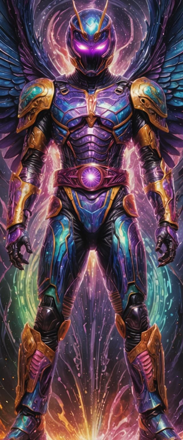 Futuristic Hero with Dimensional Powers, in Dark Fantasy Sty...