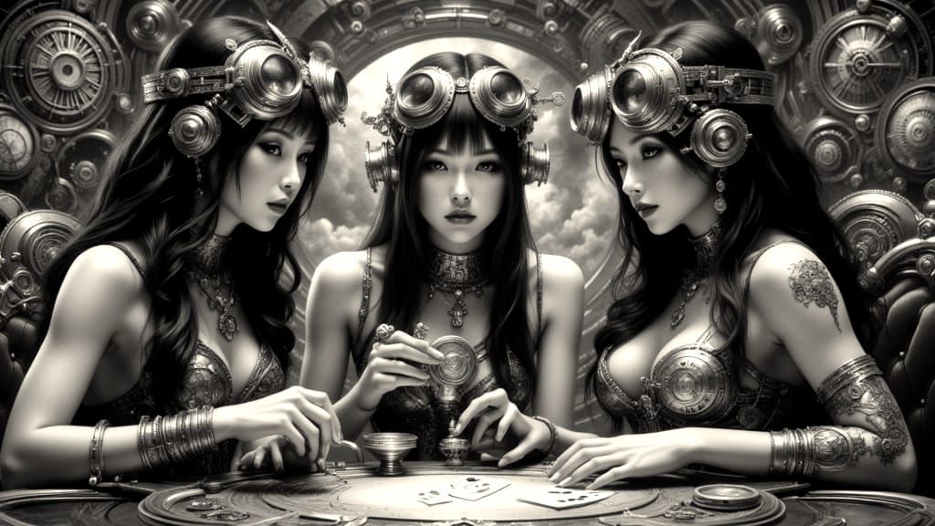 Steampunk Airship Poker Game in Cosmic Style