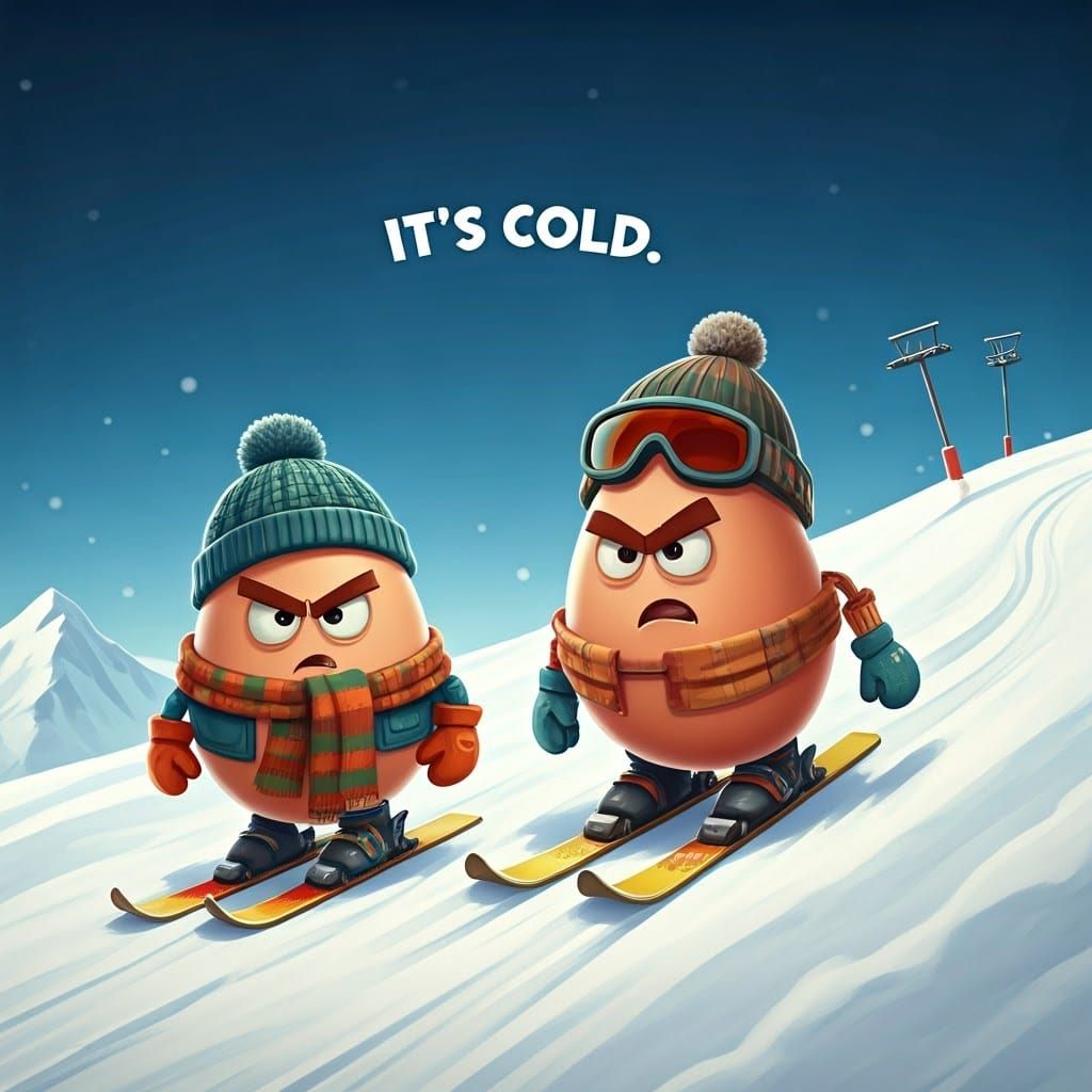 Angry Eggs Complain on Ski Slope