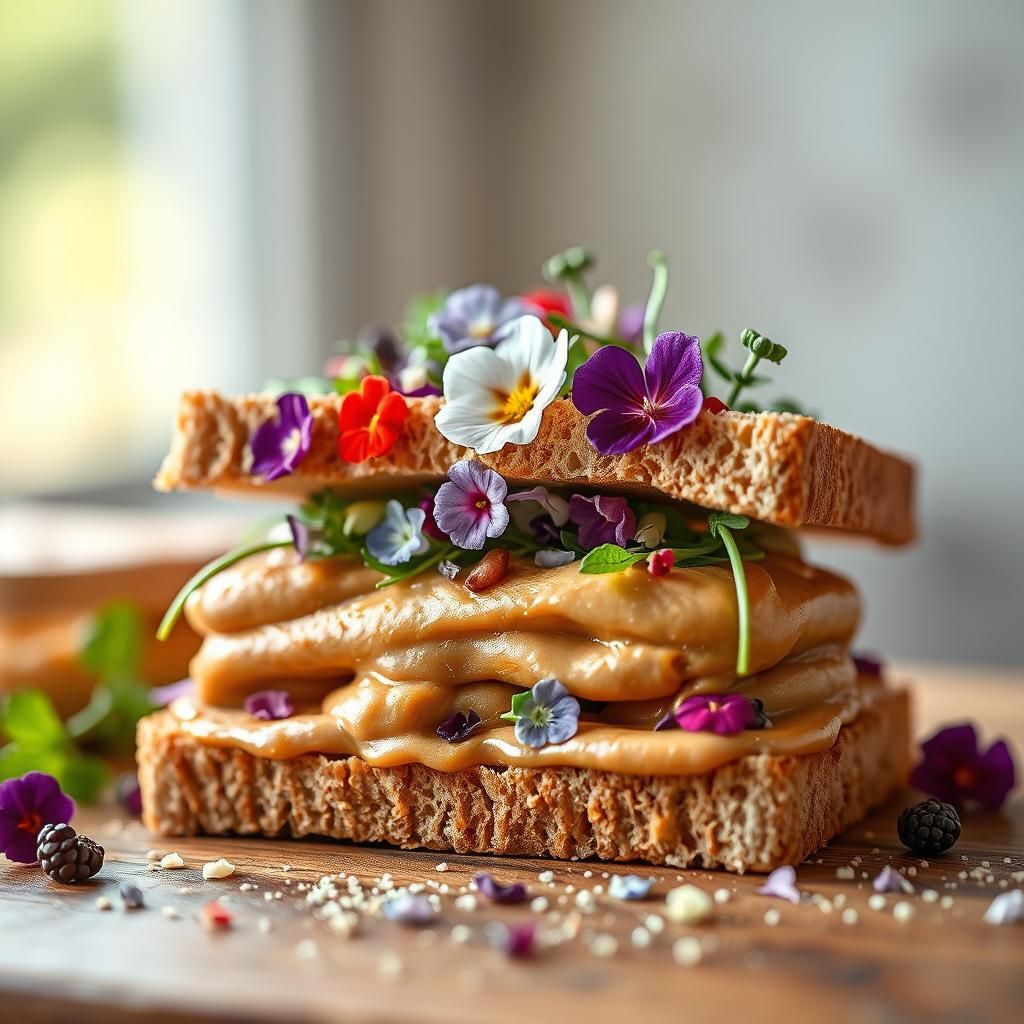 Peanut Butter Sandwich as Ultra-Realistic Food Photography