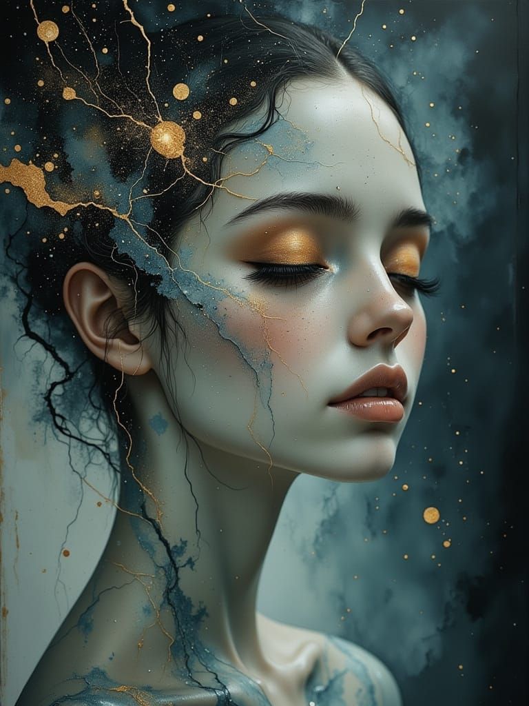 Ethereal Soul Portrait in Fractoluminescent Colors