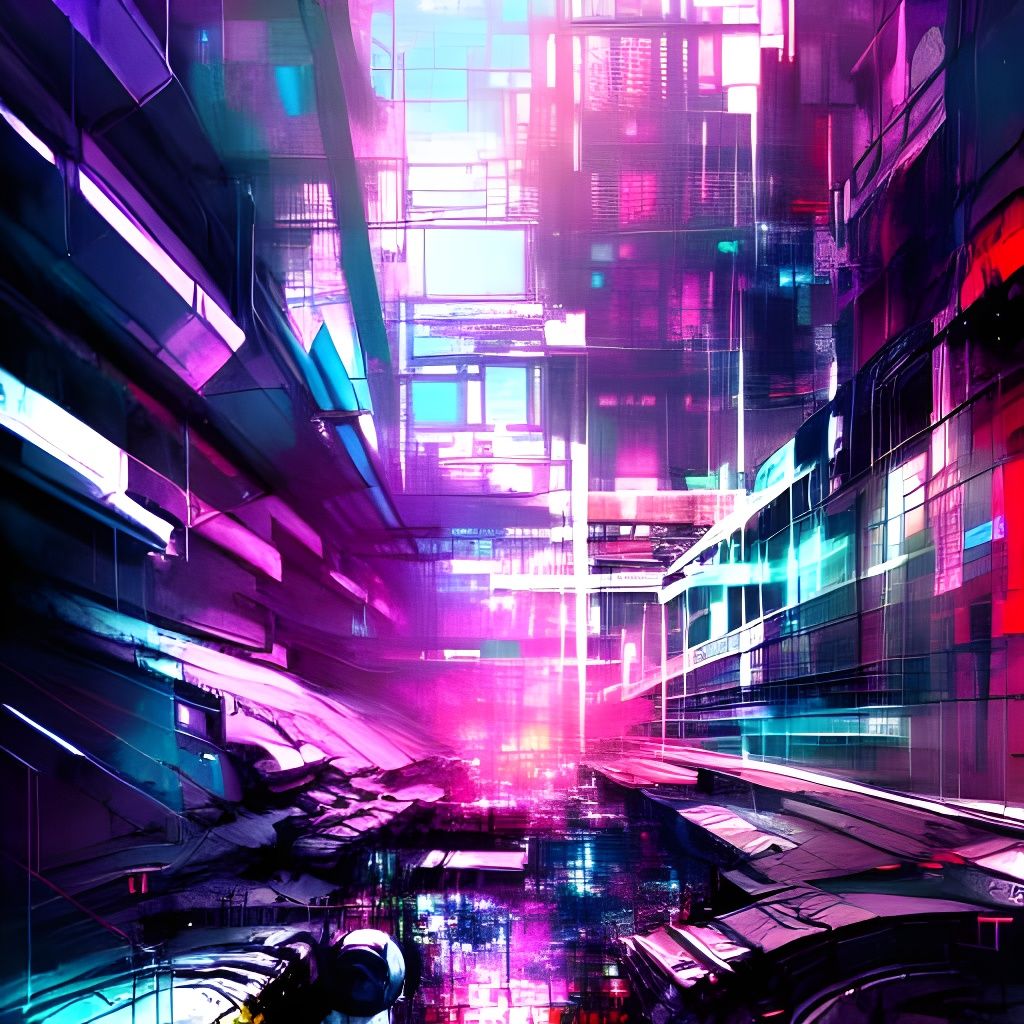 Tech City Gates: Colorful Sci-Fi Anime Art