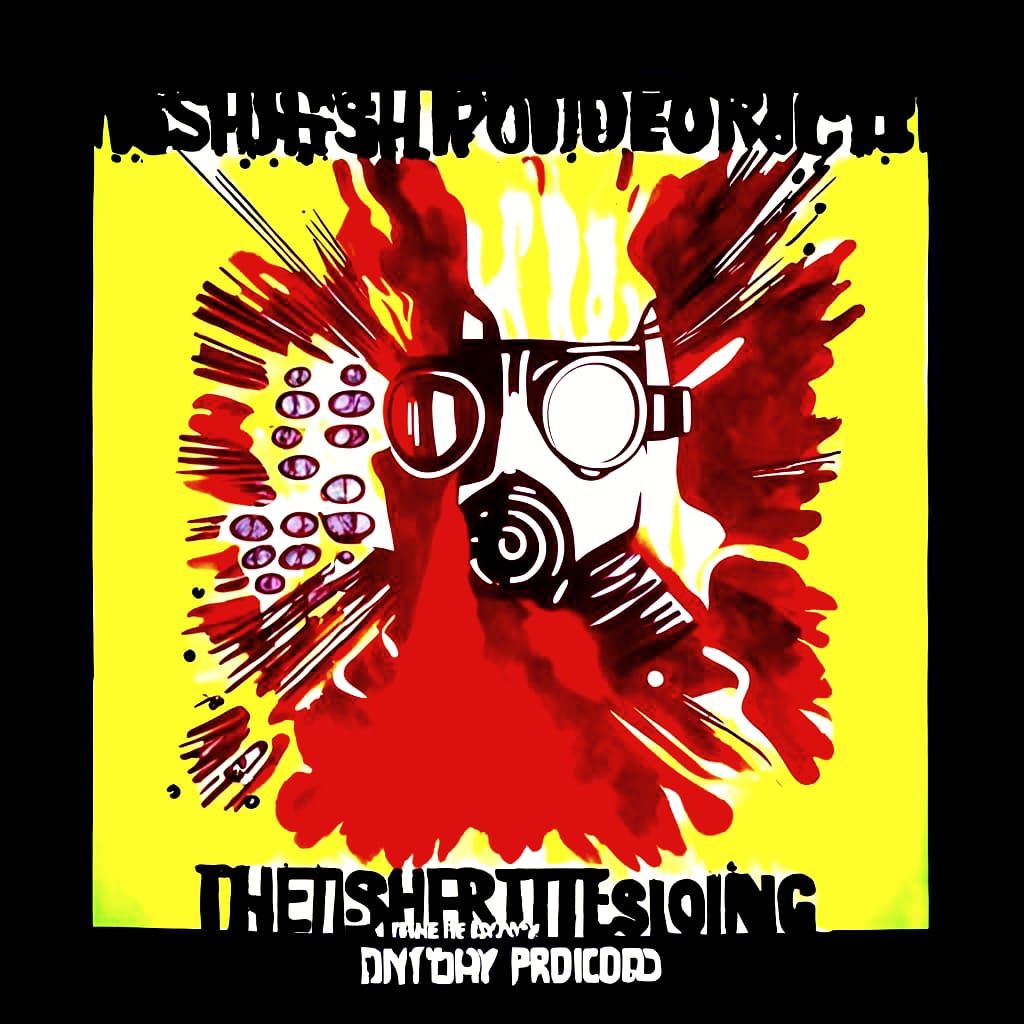 Psychedelic Gas Mask Humanoid in Fiery Explosion