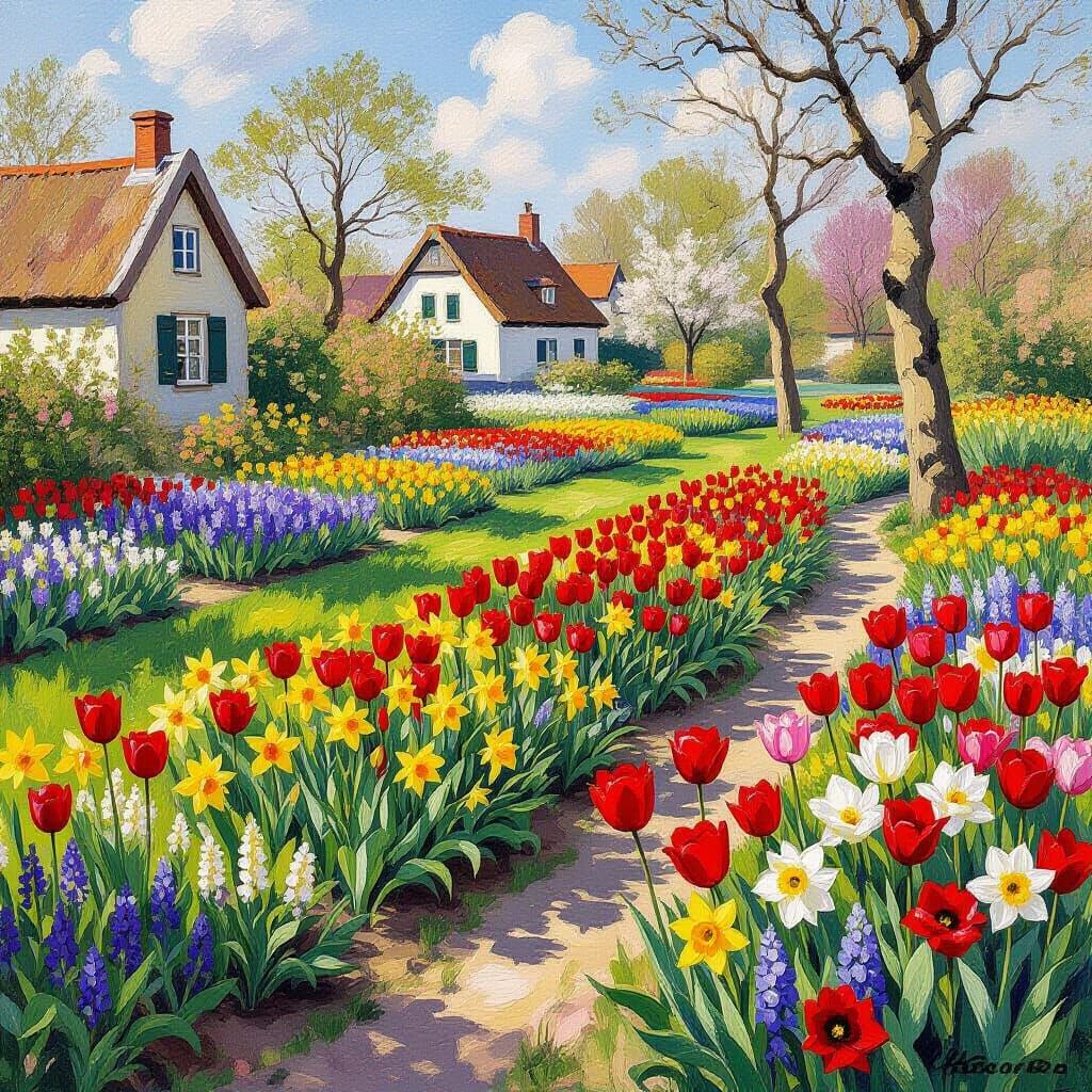 Dutch Countryside in Bloom: An Impressionist Landscape