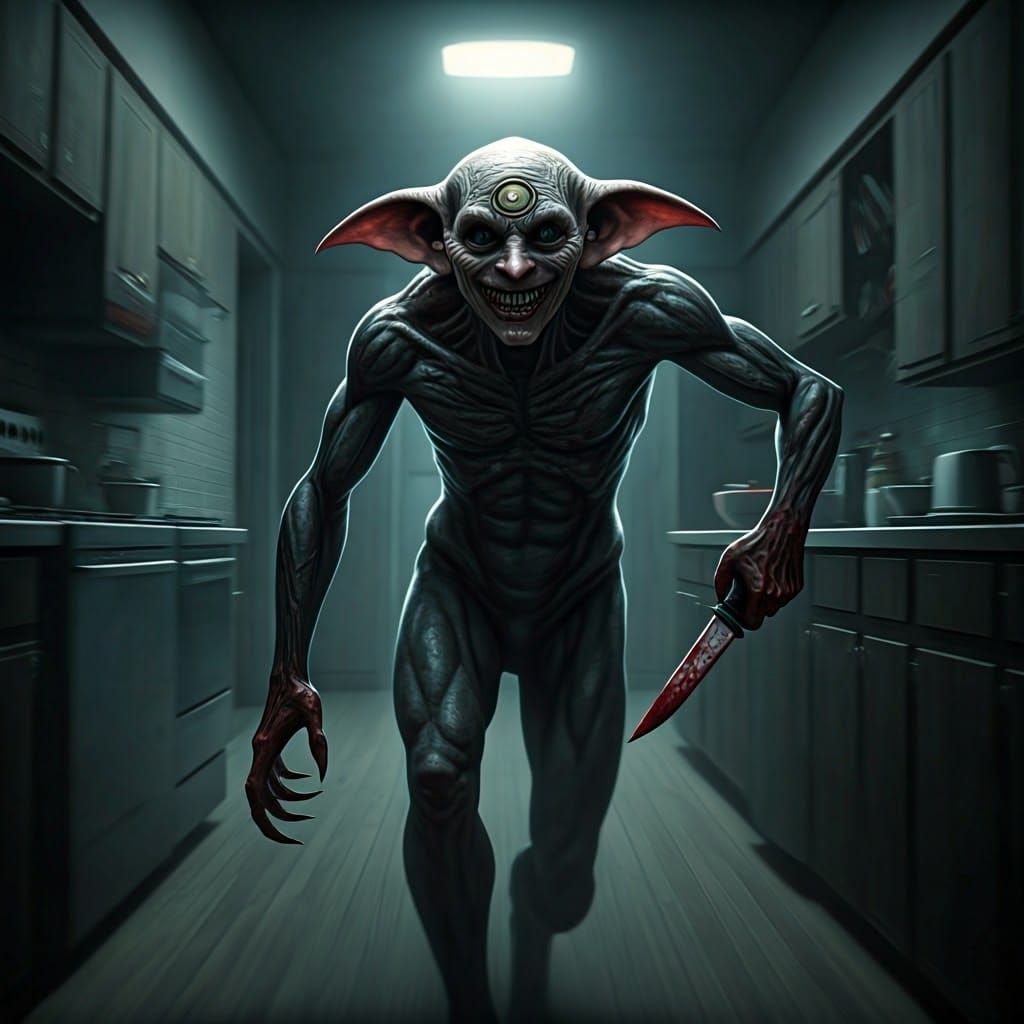 Terrifying Ghostly Silhouette in Dark Hallway