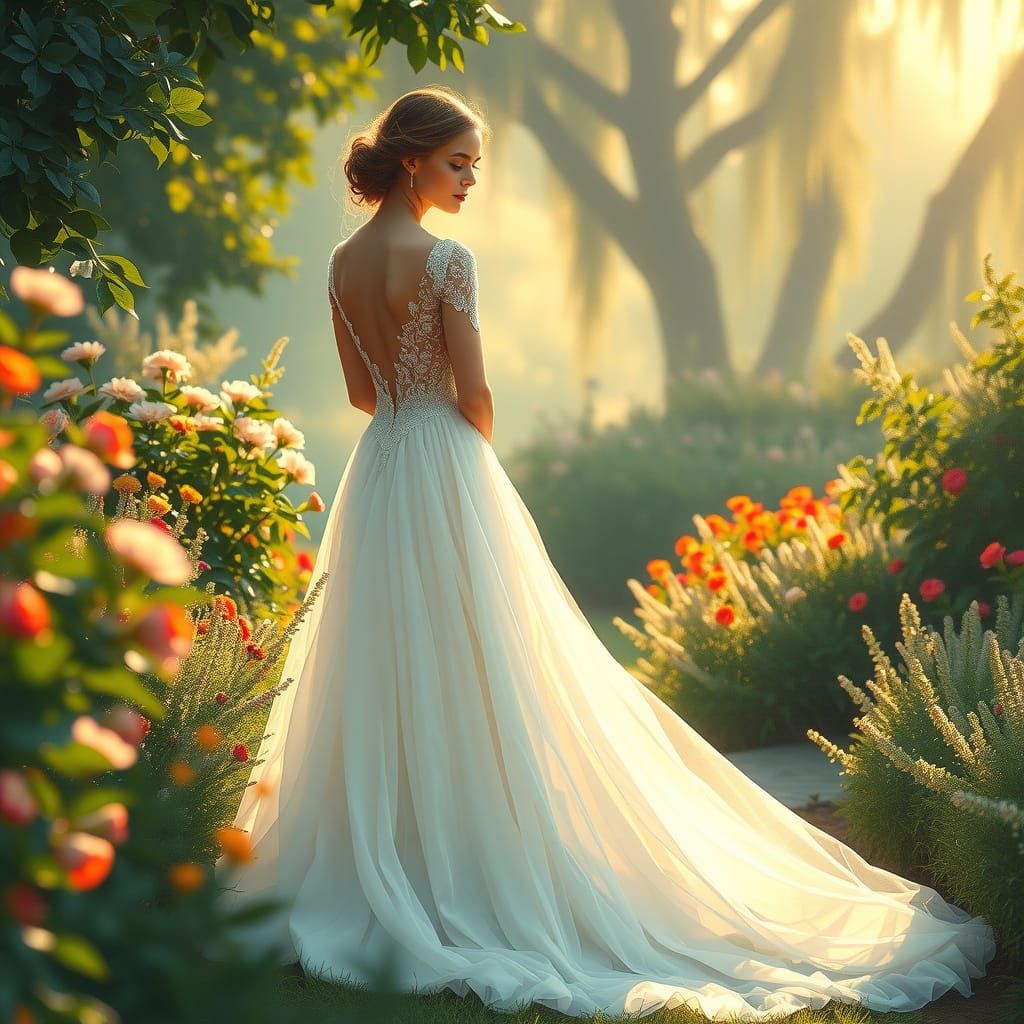 Ethereal Garden Bride in Impressionist Style