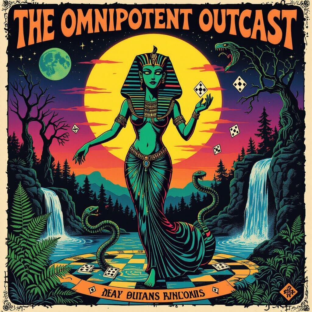 Surreal Sphinx Dancing with Serpents in Tarot Style