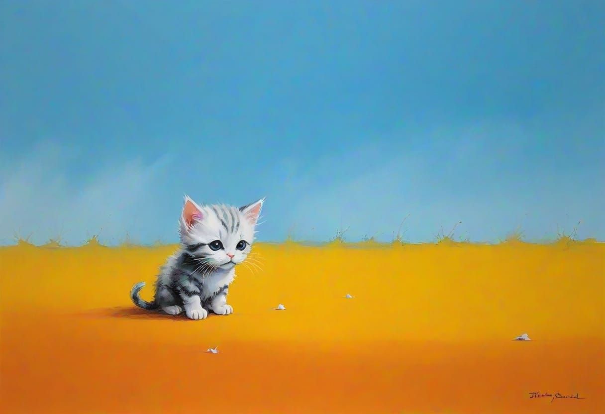 Adorable Baby Kitten in Stephen Gammell Style