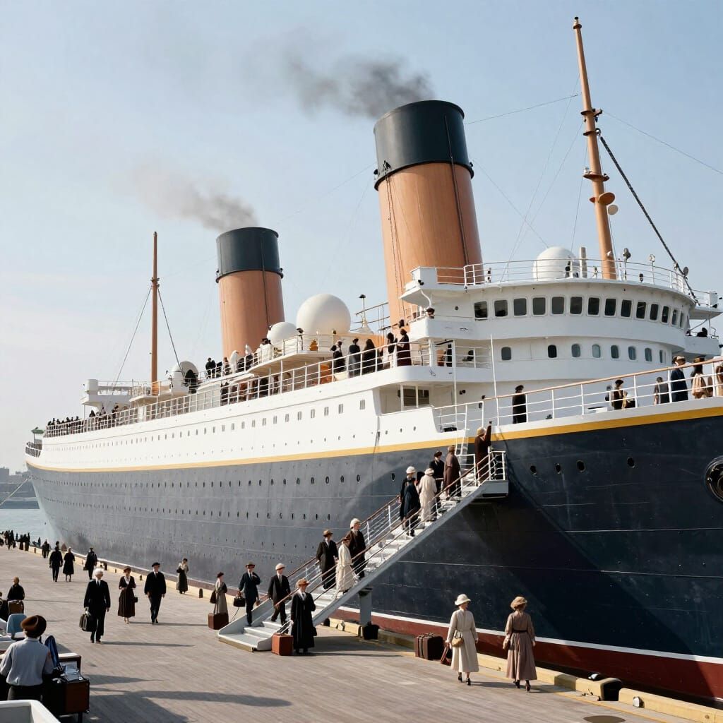 1920s Ocean Liner Docked in New York