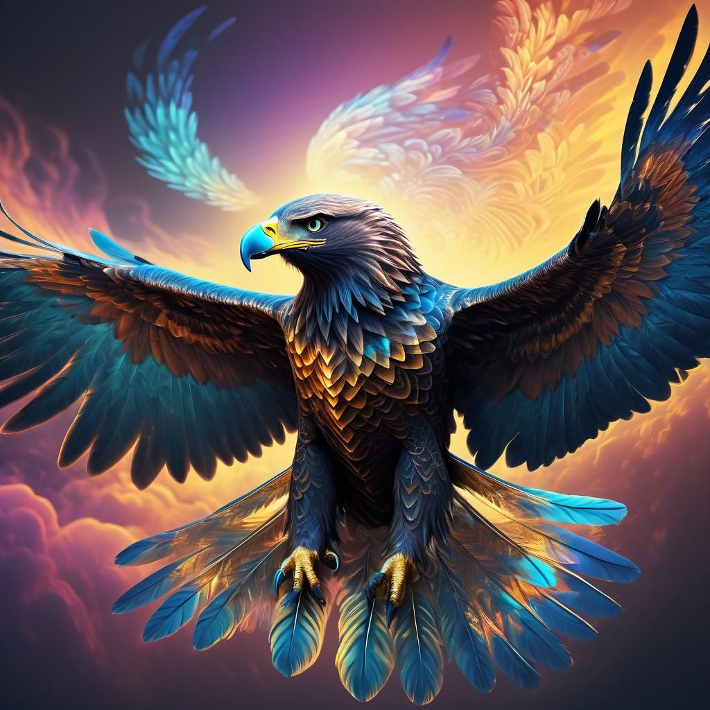 Ethereal Eagle Concept Art in Vibrant Abstract Style