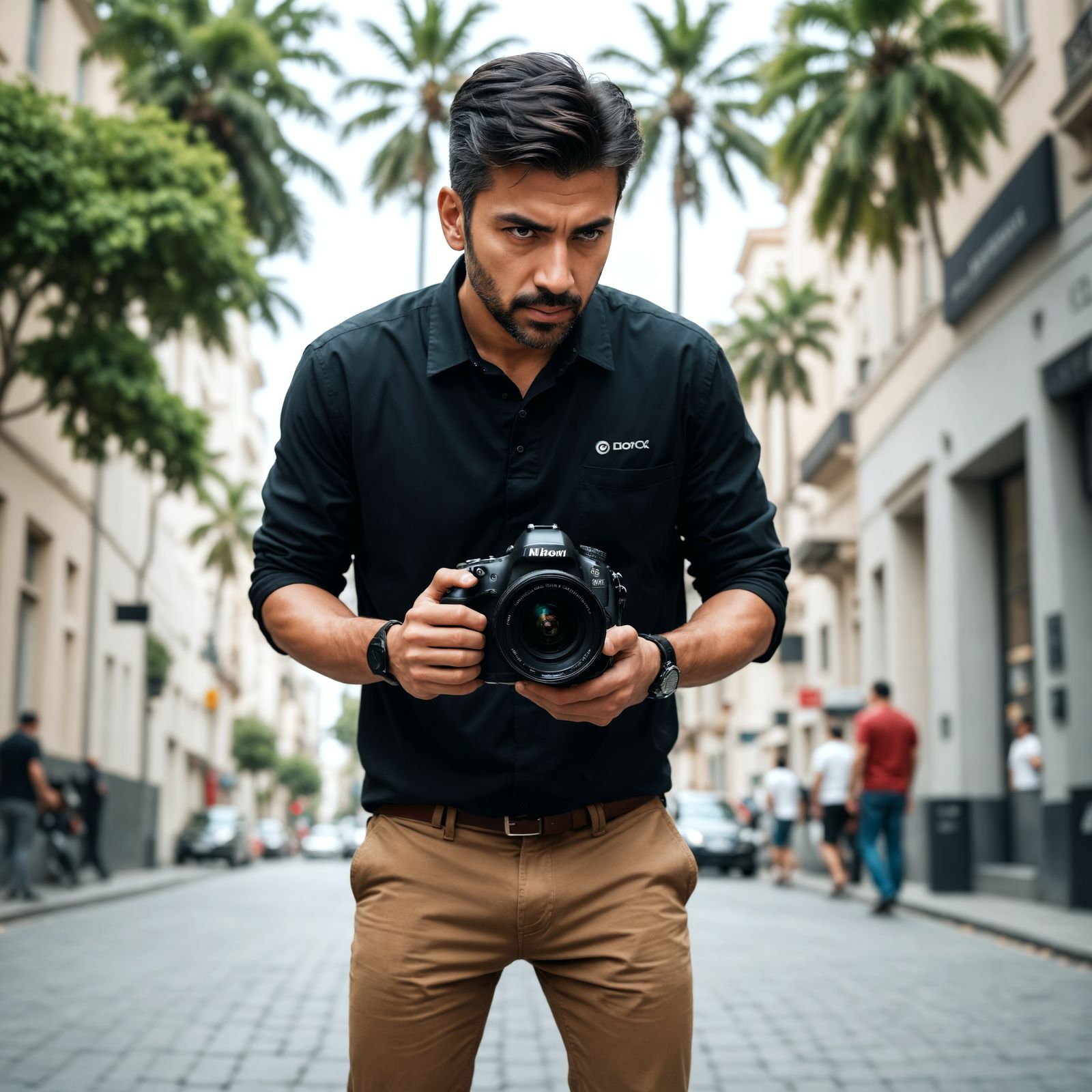 Professional Photographer with Expensive Camera in HDR