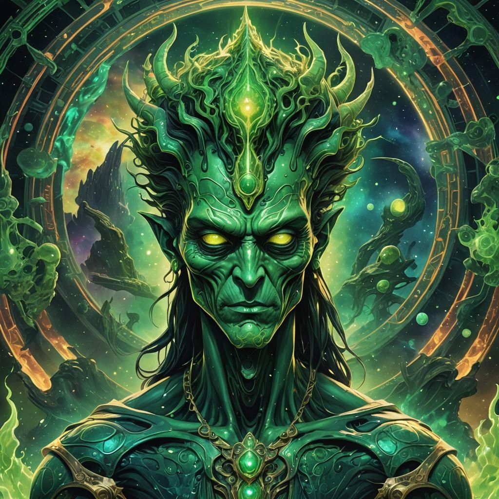 Hades as Little Green Alien: Astral Illustration