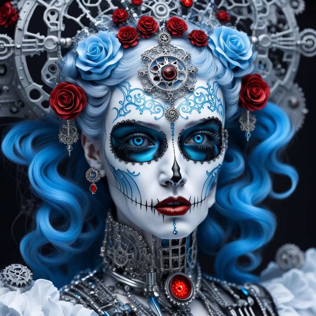 Victorian Cyborg Vampire Santa Muerte Portrait