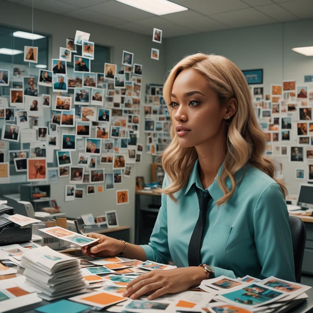 Hyperrealistic Secretary in Banks' Office, Rutkowski Style