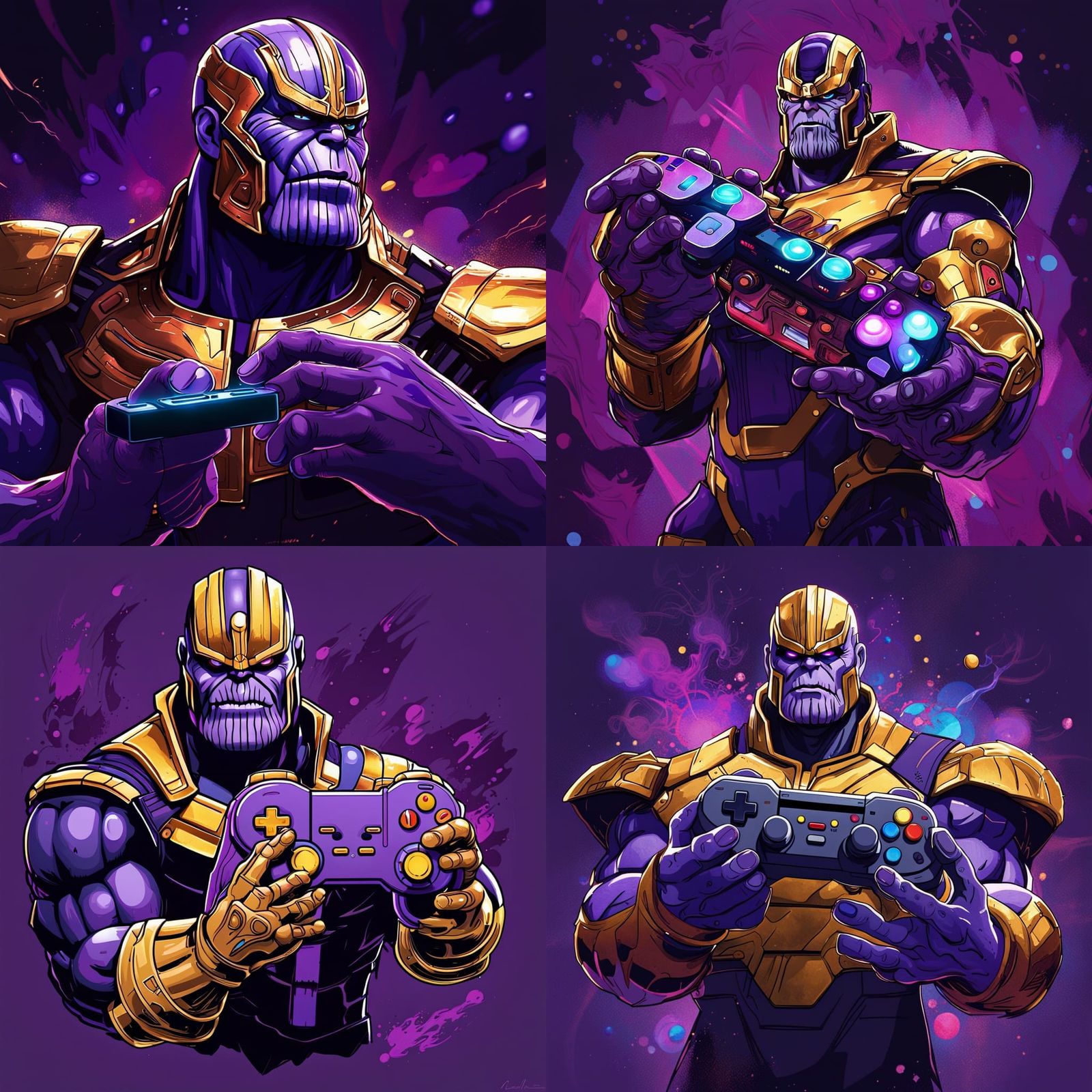 Thanos with Nintendo Power Glove in Anime Style