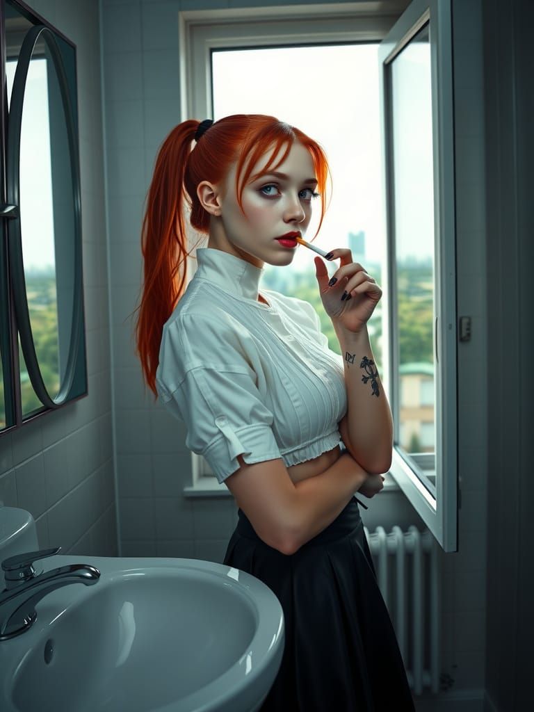 Rebellious Student Smoking, in Digital Matte Painting Style