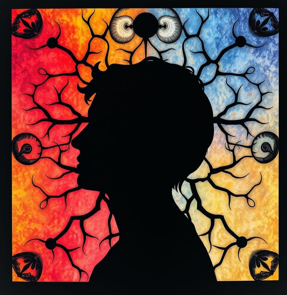 Ethereal Portrait in Vibrant Ink Style