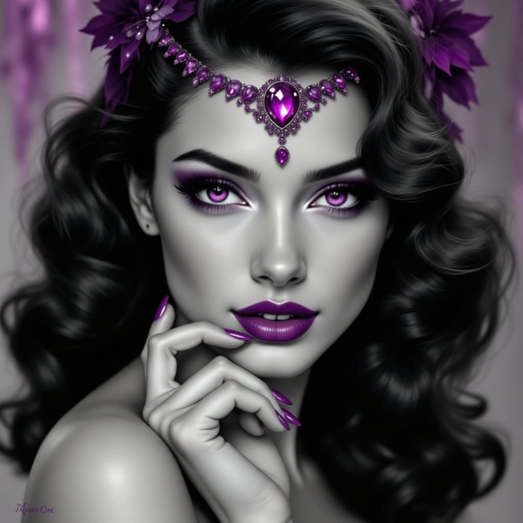 Glamorous 50s Queen in Sensual Pin-Up Pose