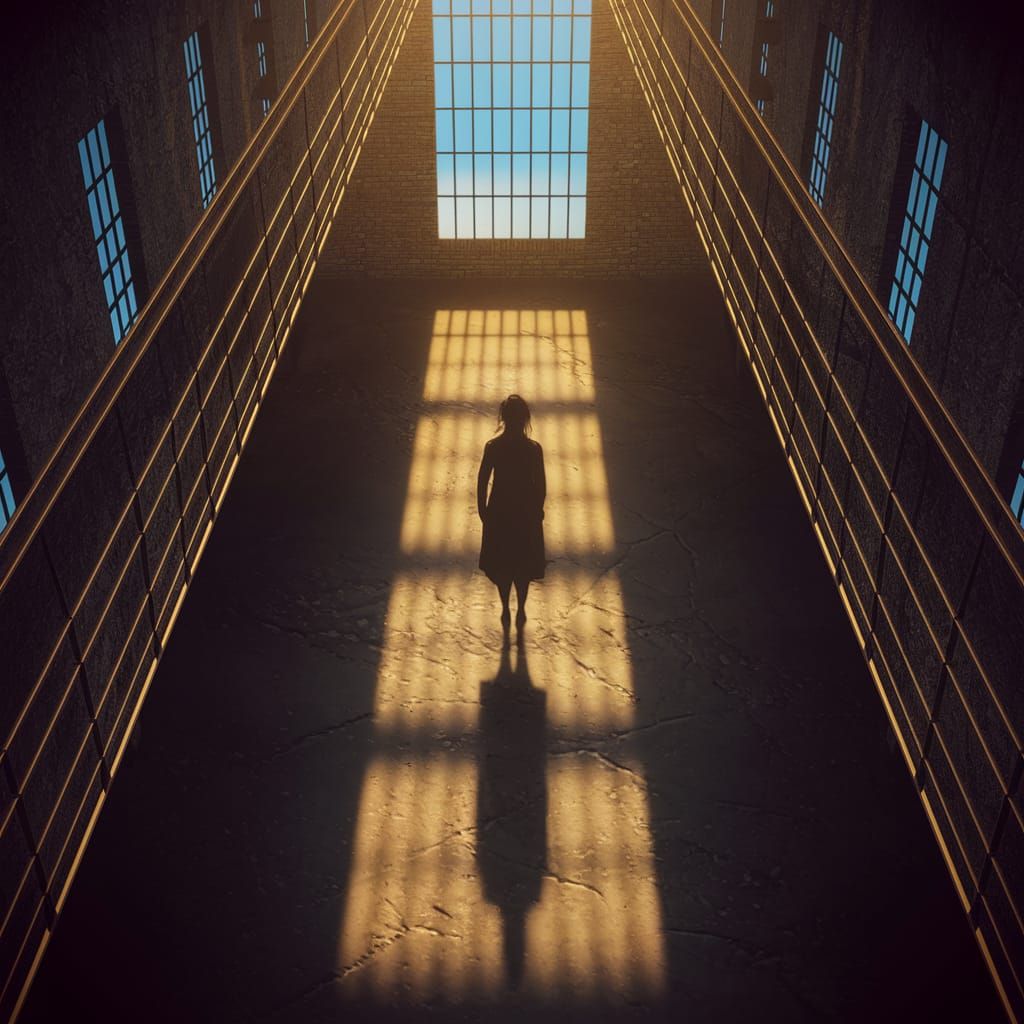 Desolate Prison Landscape in Golden Hues