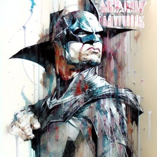 Colorful Ink Splash Batman Portrait in Oil