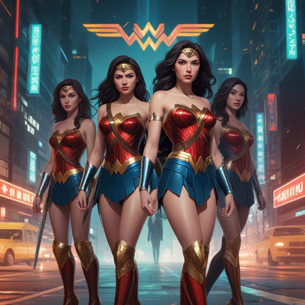 Chinese Cosplayers as Futuristic Wonder Women