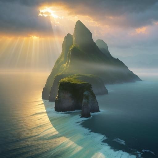 Sunset Landscape Gouache Painting in Hyperrealistic Style