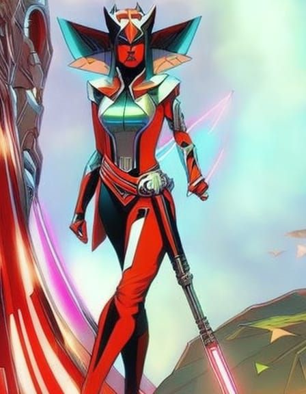 Ahsoka Tano in 90's Anime Cyborgpunk Style