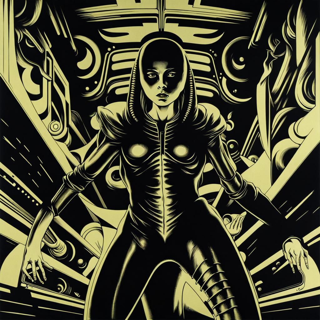 Alien [Giallo Grindhouse Screen-Print Poster SDXL]