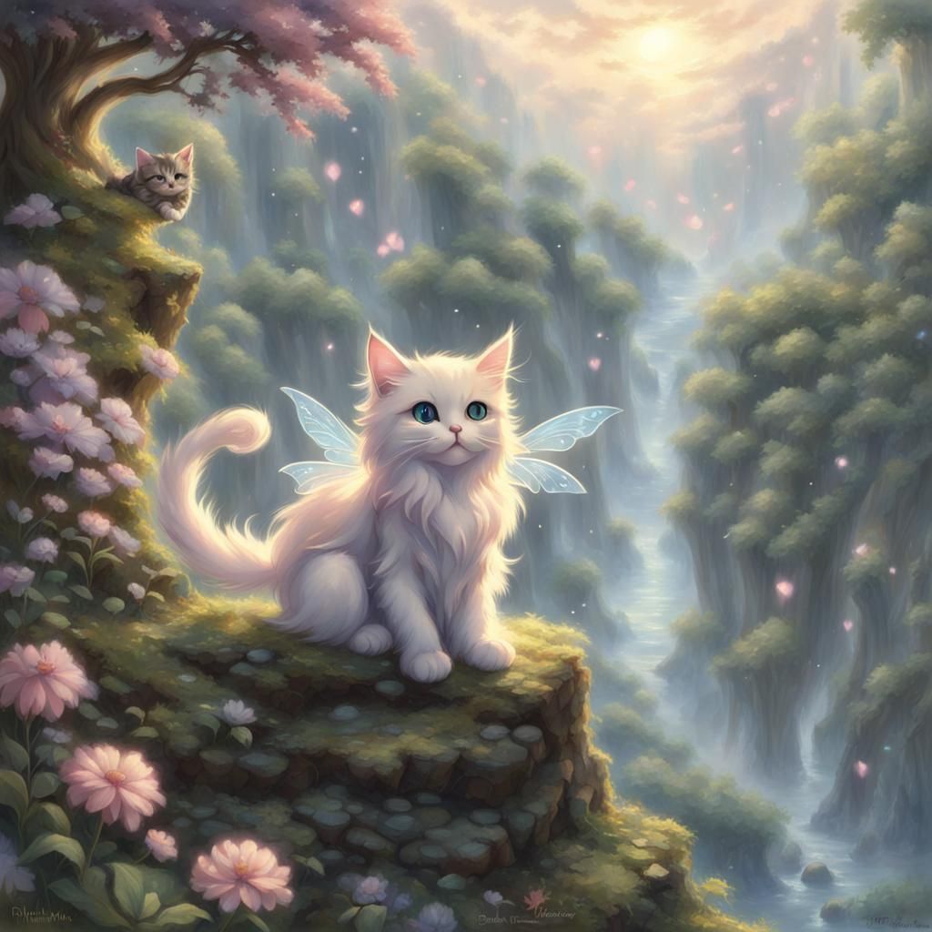 Cute Cat Fairy in Anime Style