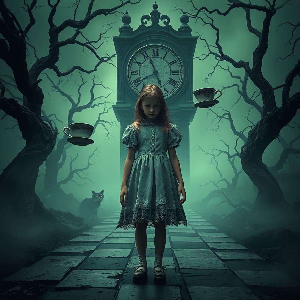 Ethereal Dreamscape Wonderland Scene in Dark, Grunge-Inspire...