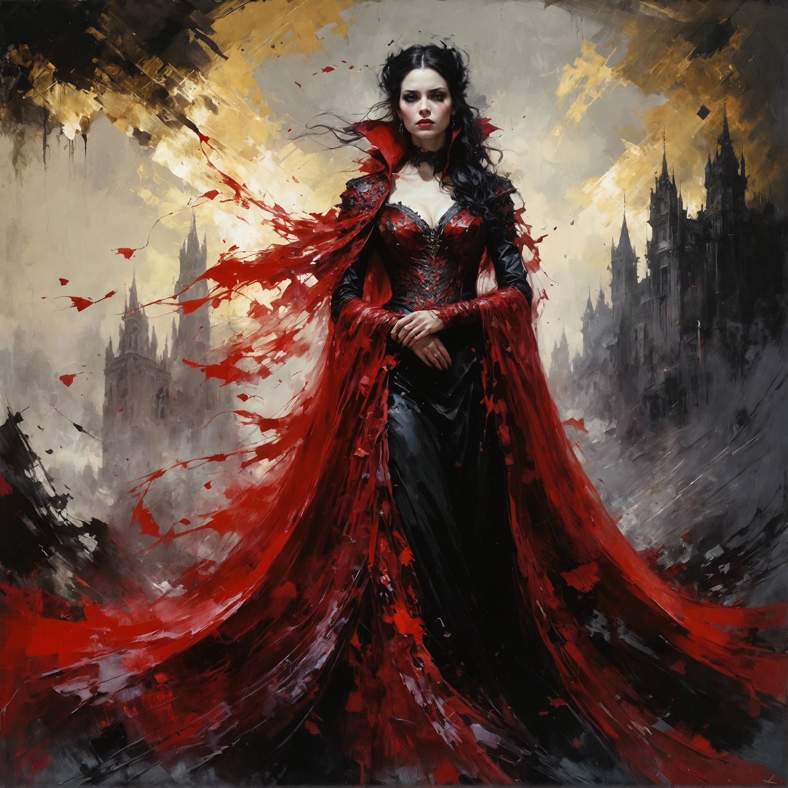 Dark Vampire Queen Portrait in Oil on Canvas
