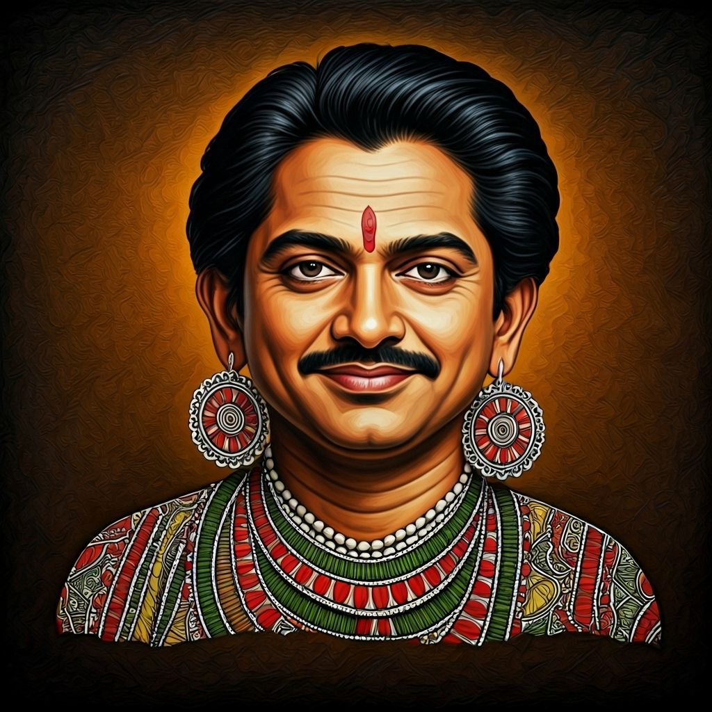 Madhubani Art Depicts Mister in Texas Landscape