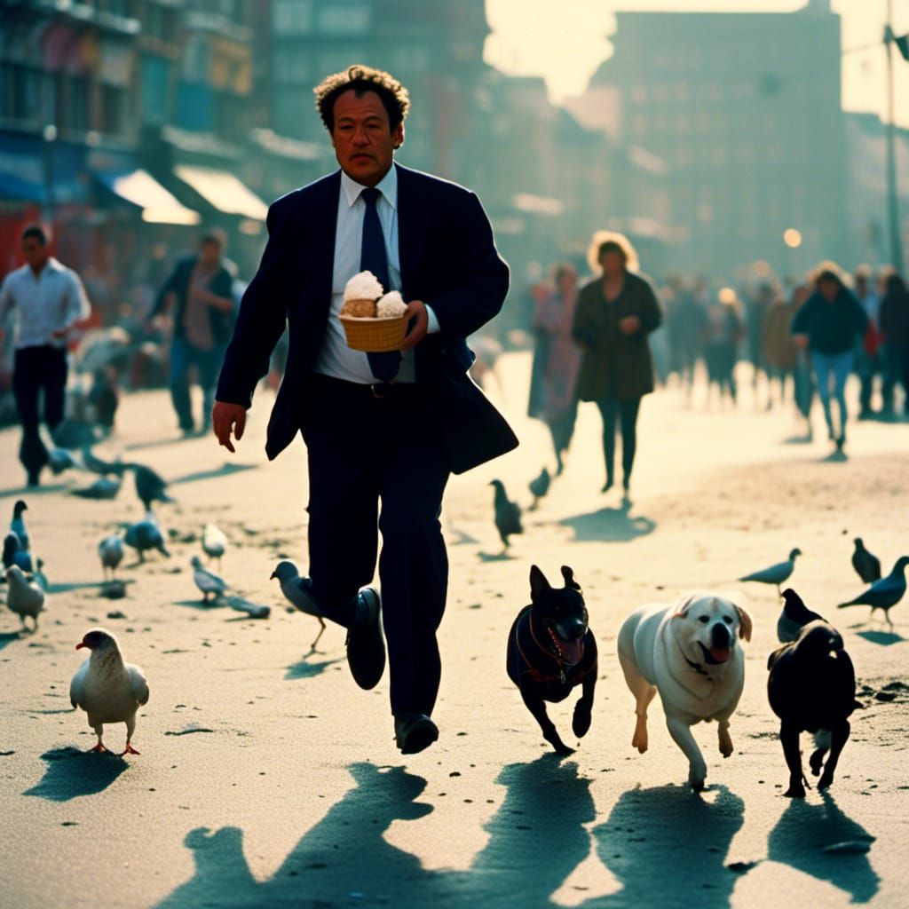 Businessman's Beach Run: Candid Street Photography