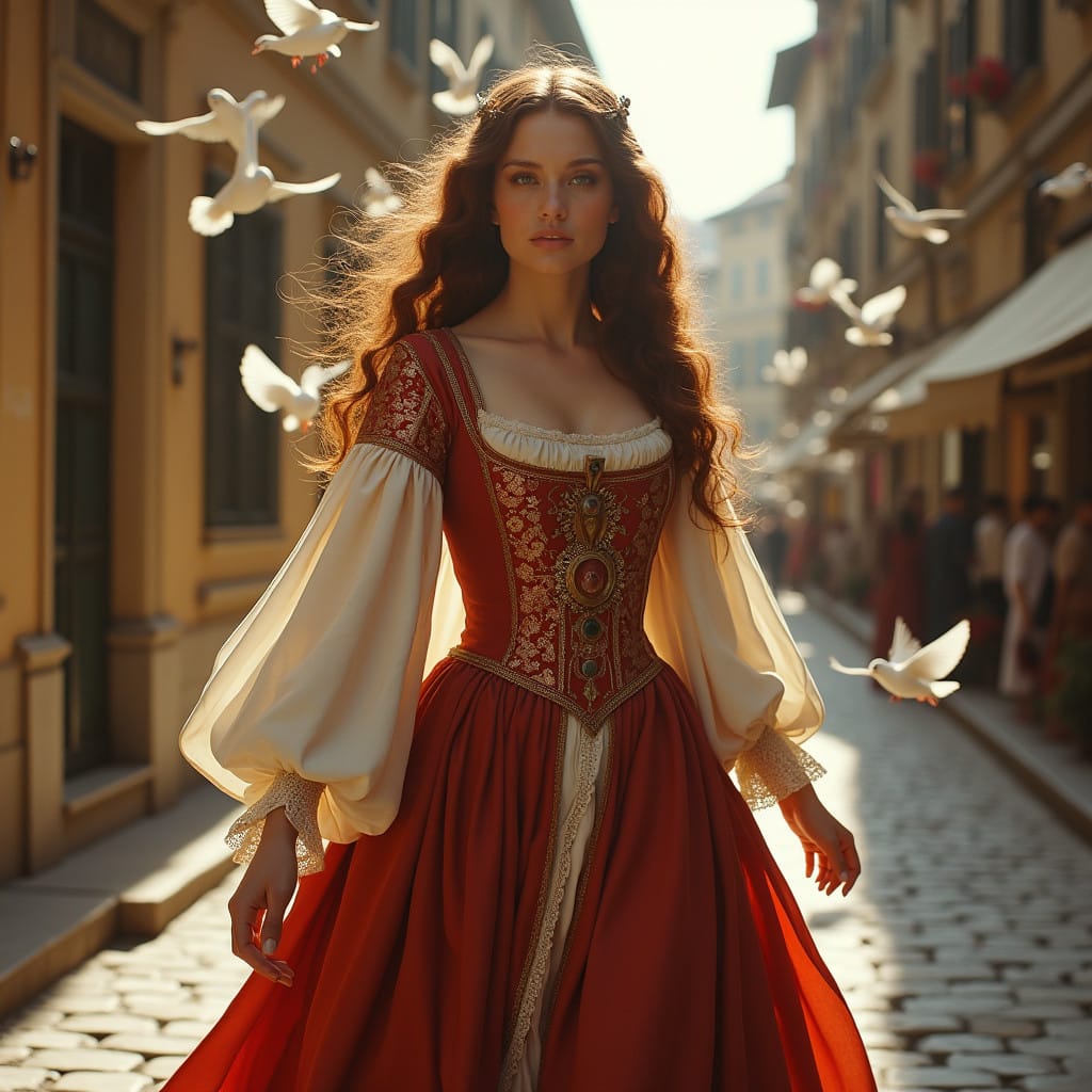 Renaissance Beauty in Elegant Flight