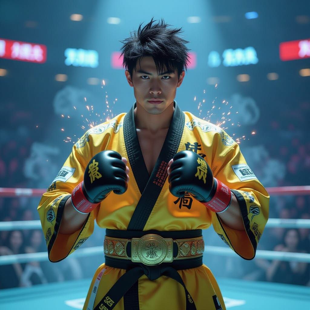 Anime Portrait of Naoya Inoue in Futuristic Arena