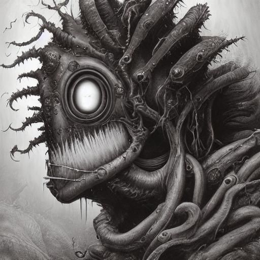 Creepy Gothic Face in Black and White