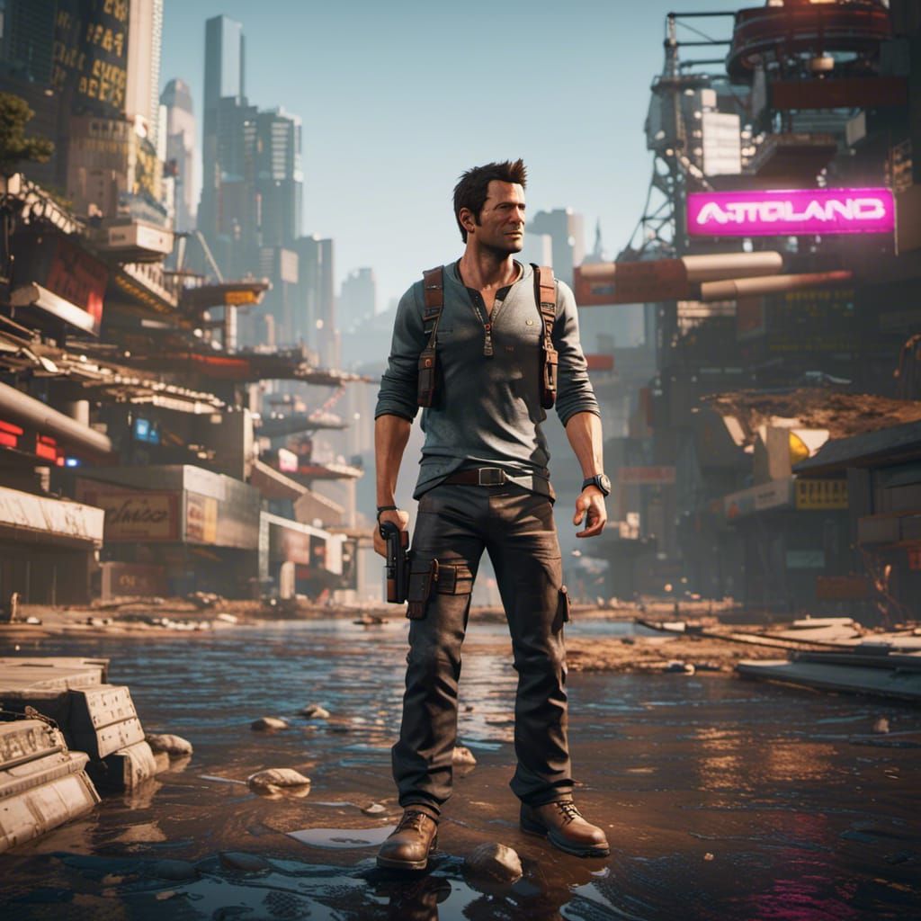 Nathan Drake in Cyberpunk 2077 Style