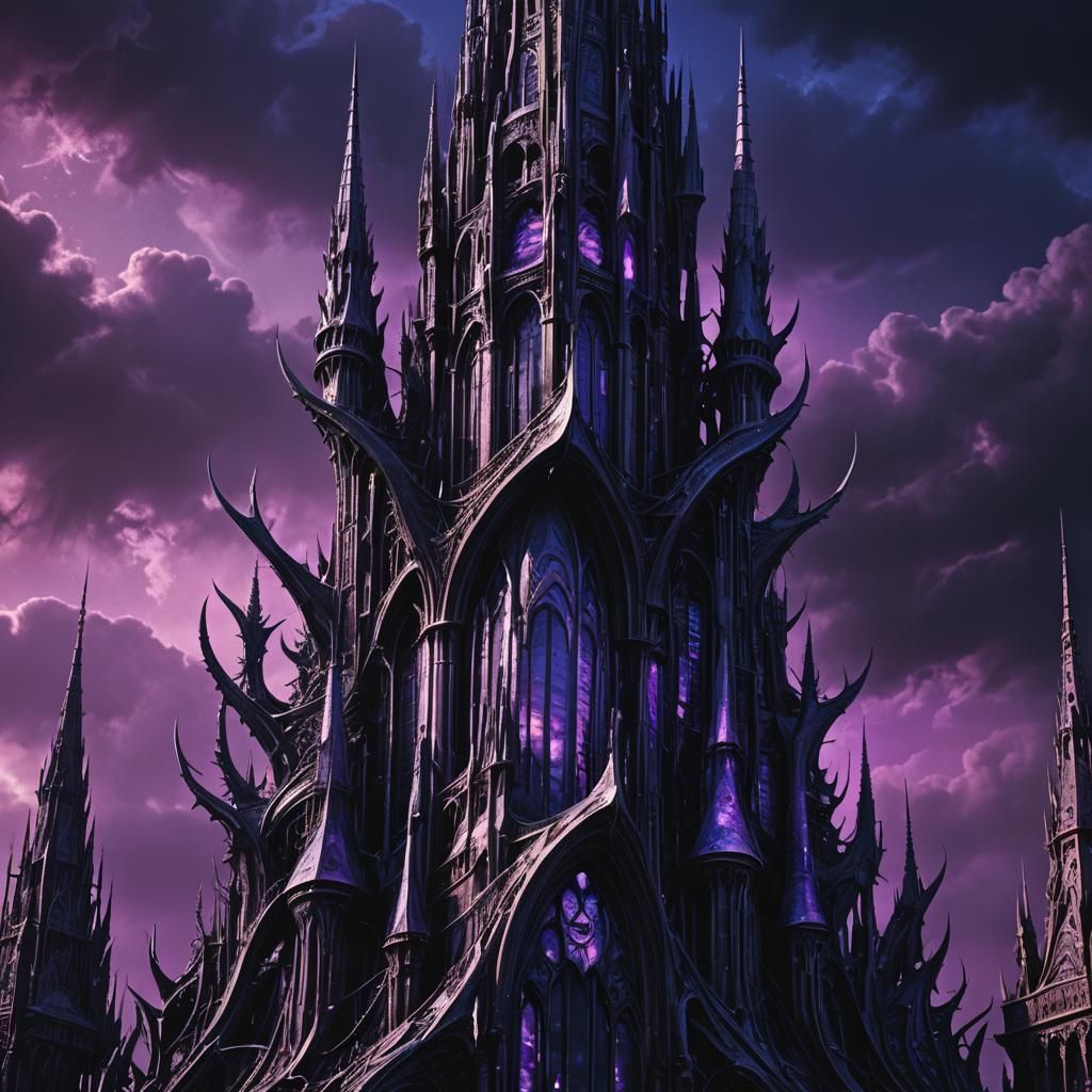 Ominous Purple-Glow Spire in Dark Fantasy Style