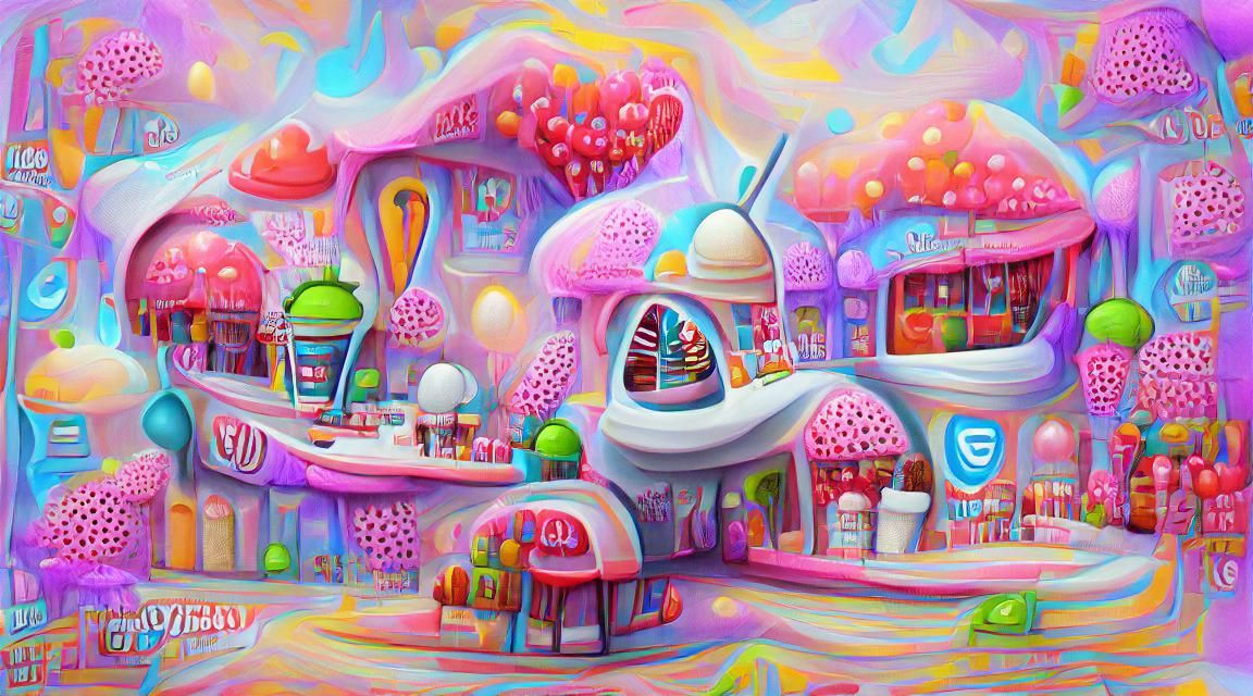 Futuristic Candyland Ice Cream Shop in 3D