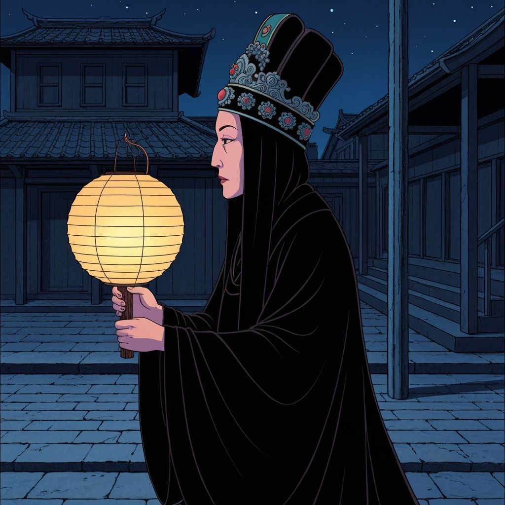 Chinese Ghost with Lantern in Surreal Noir Style