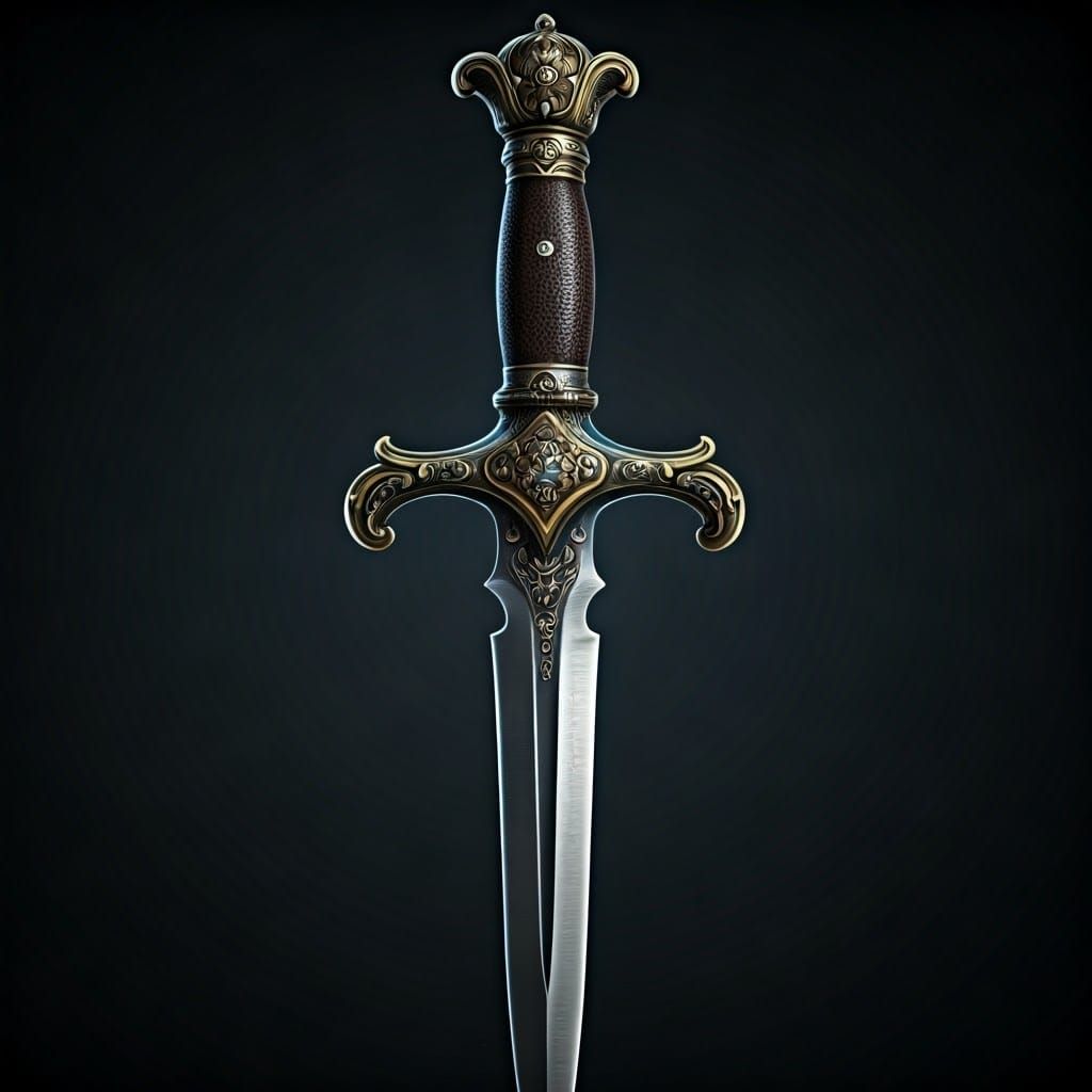 Ornate Stiletto Dagger in Baroque Color Art Style