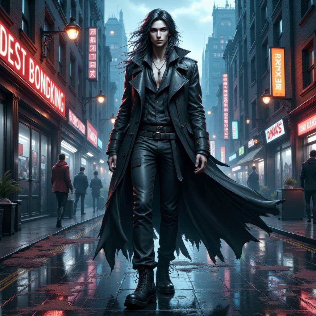 Glowing Fae in a Cyberpunk Cityscape