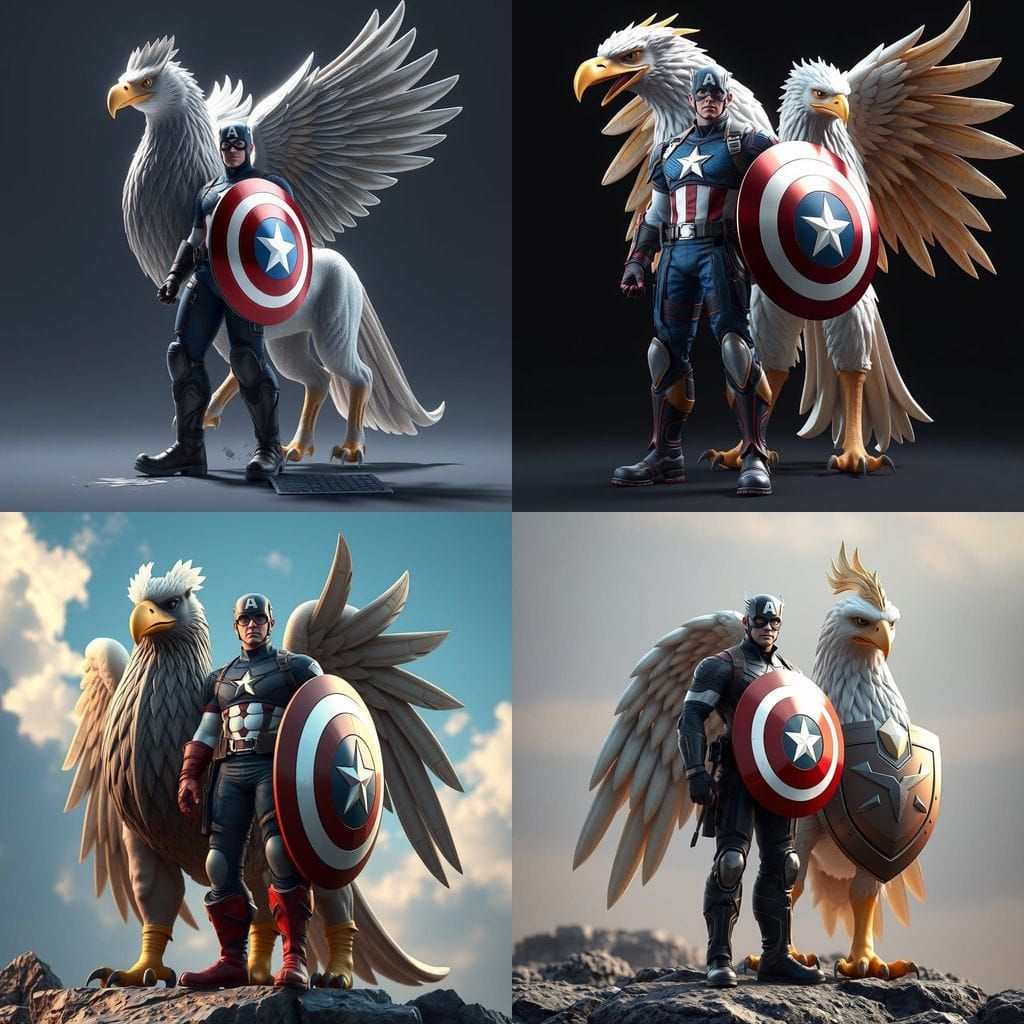 Captain America Hippogriff in Anime-Inspired 3D Art