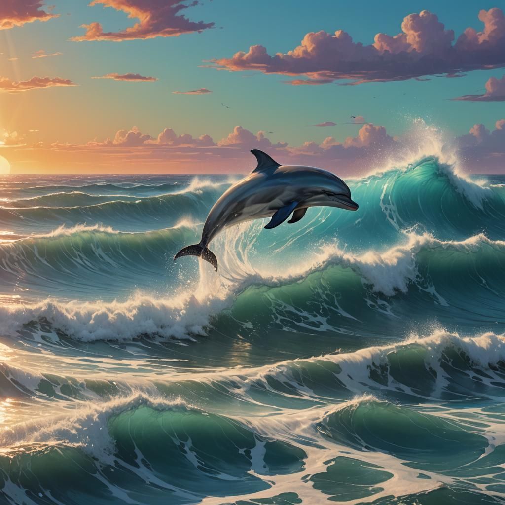 Dolphin Leaping Wave: Fantasy Concept Art