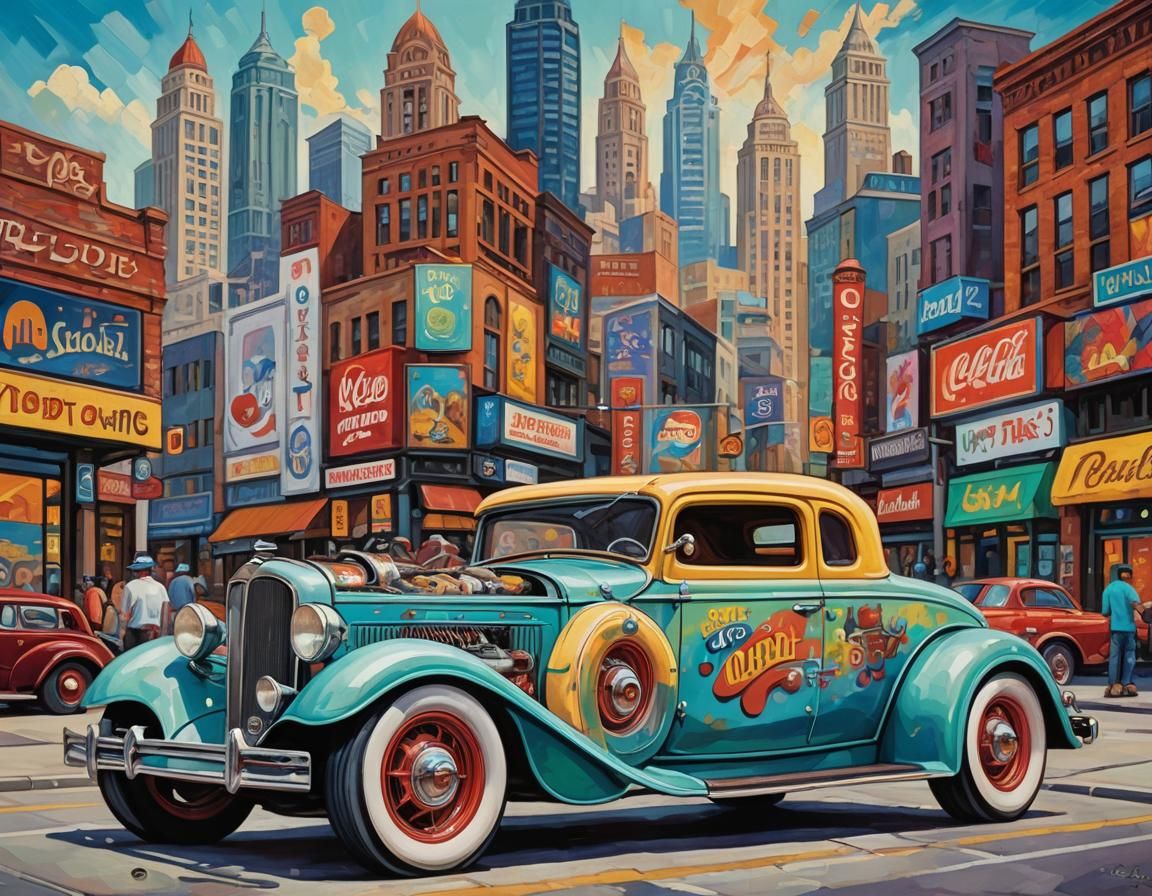 1930s Hot Rod in Ron English Style