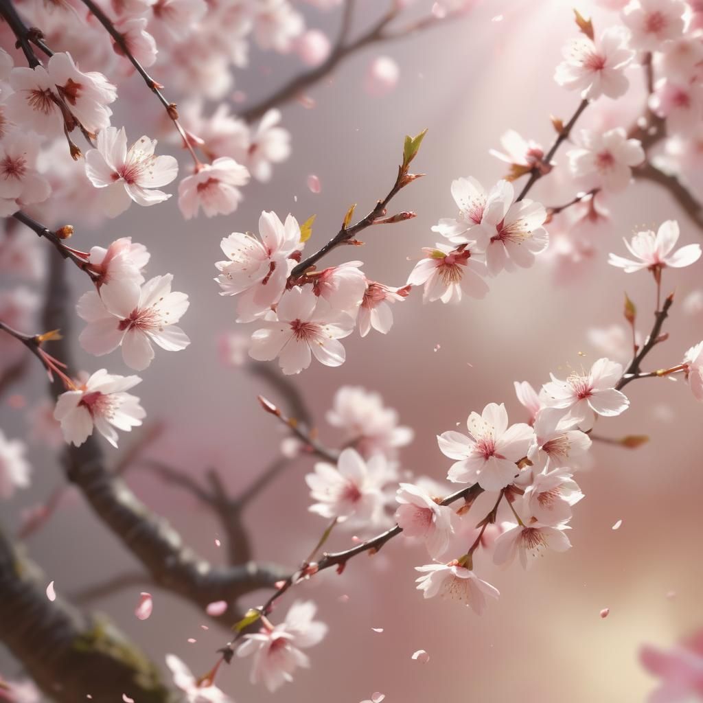 Cherry Blossom Tornado in Japanese Garden
